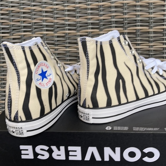 Converse Ctas Hi Black/Greige/White MEN`S Zebra Stripes - Picture 15 of 16
